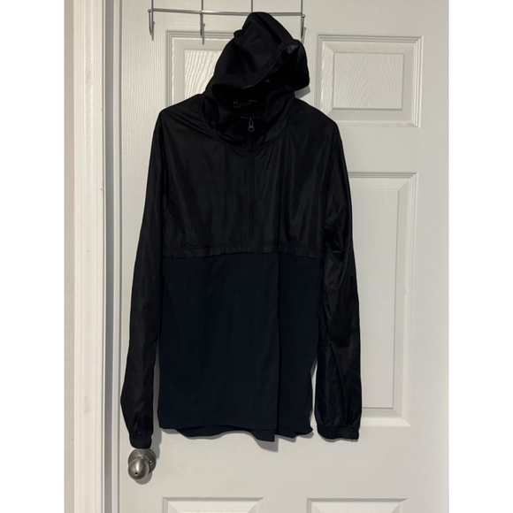Mens Under Armour Quarter Zip Hoodie Sweater Jacket Large Black Athletic GUC - Picture 1 of 6